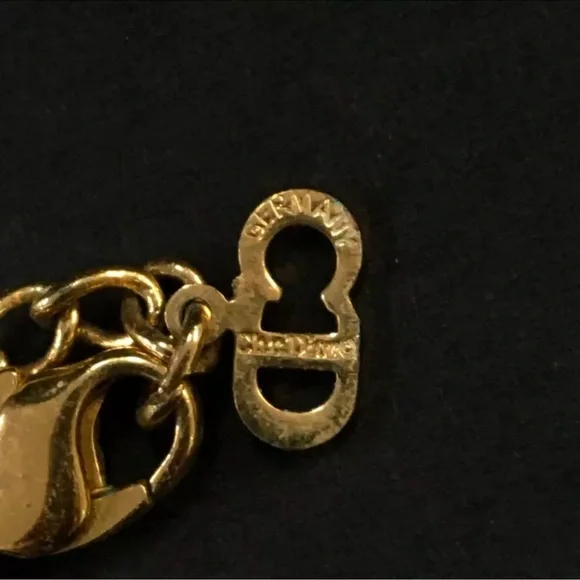 Christian Dior Gold Perfume Bottle Necklace Dior Logo